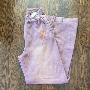 Aviator Nation faded mocha wide leg sweatpants NWT